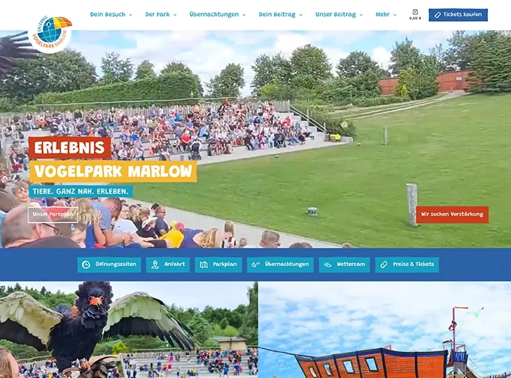 Vogelpark Marlow Website